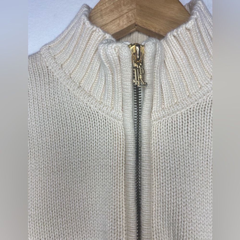 Lauren Ralph Lauren Quarter Zip-Up Knit Sweater Size Small Preppy Chunky - Picture 4 of 8